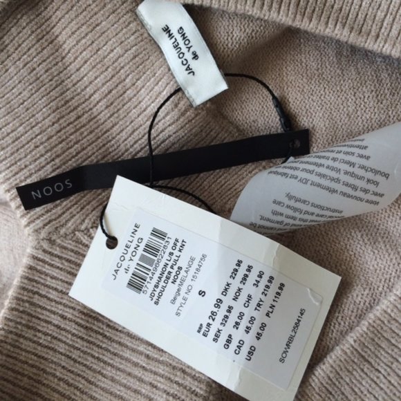 JDY Wide Neck Off Shoulder V Neck Sweater S NWT - Picture 5 of 9